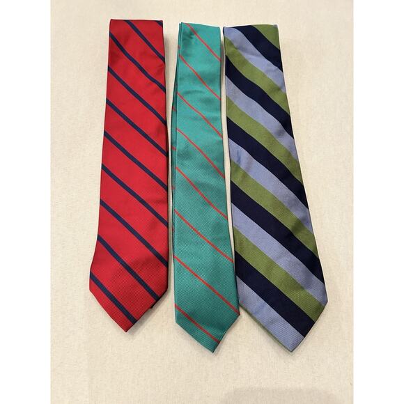 Lot 3 J Crew Diagonal Stripe 100% Silk Menswear Skinny Tie handmade in‎ USA - Picture 4 of 8